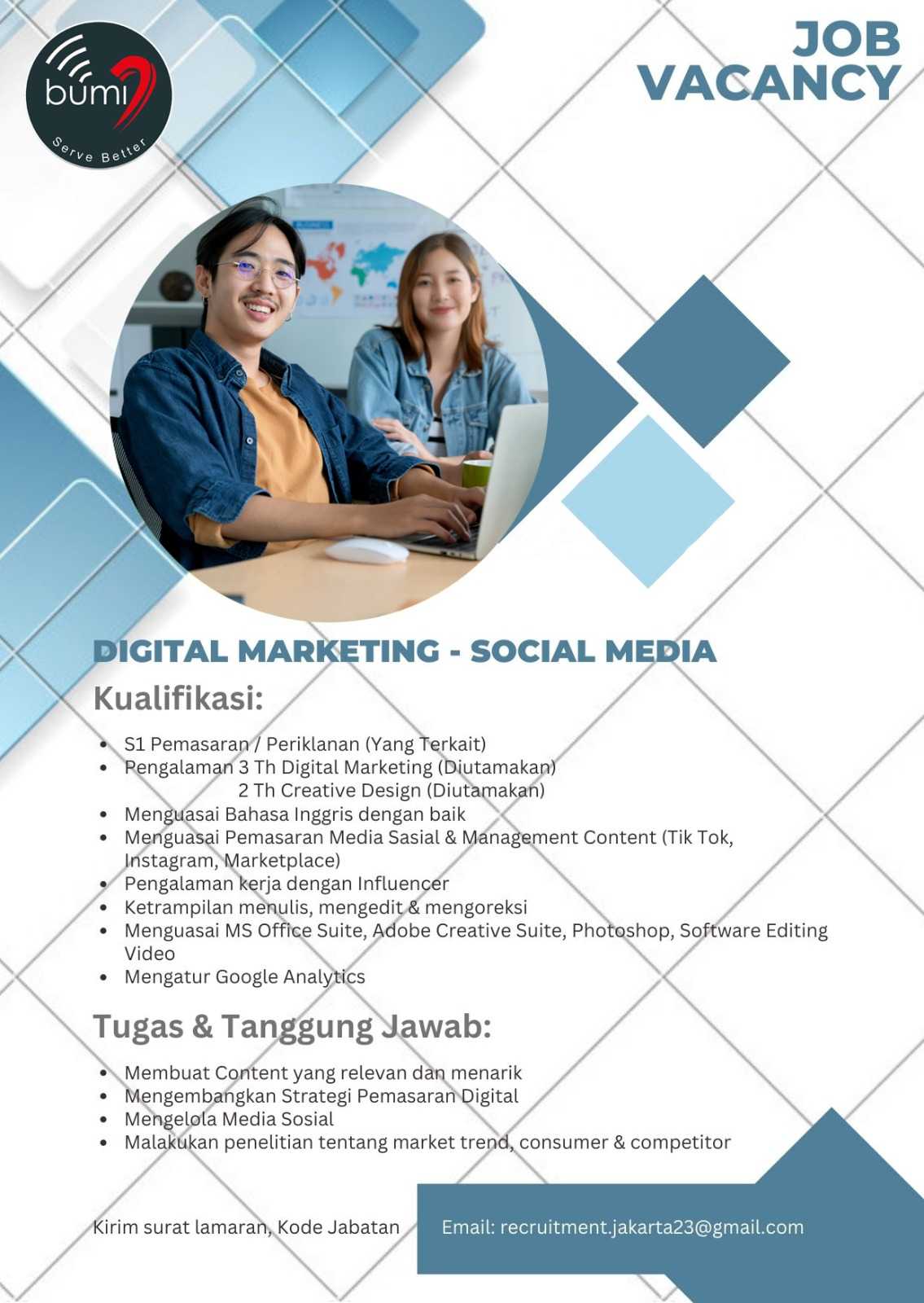 Lowongan Digital Marketing Social Media Di Cv Buminet Prakarsa Kota