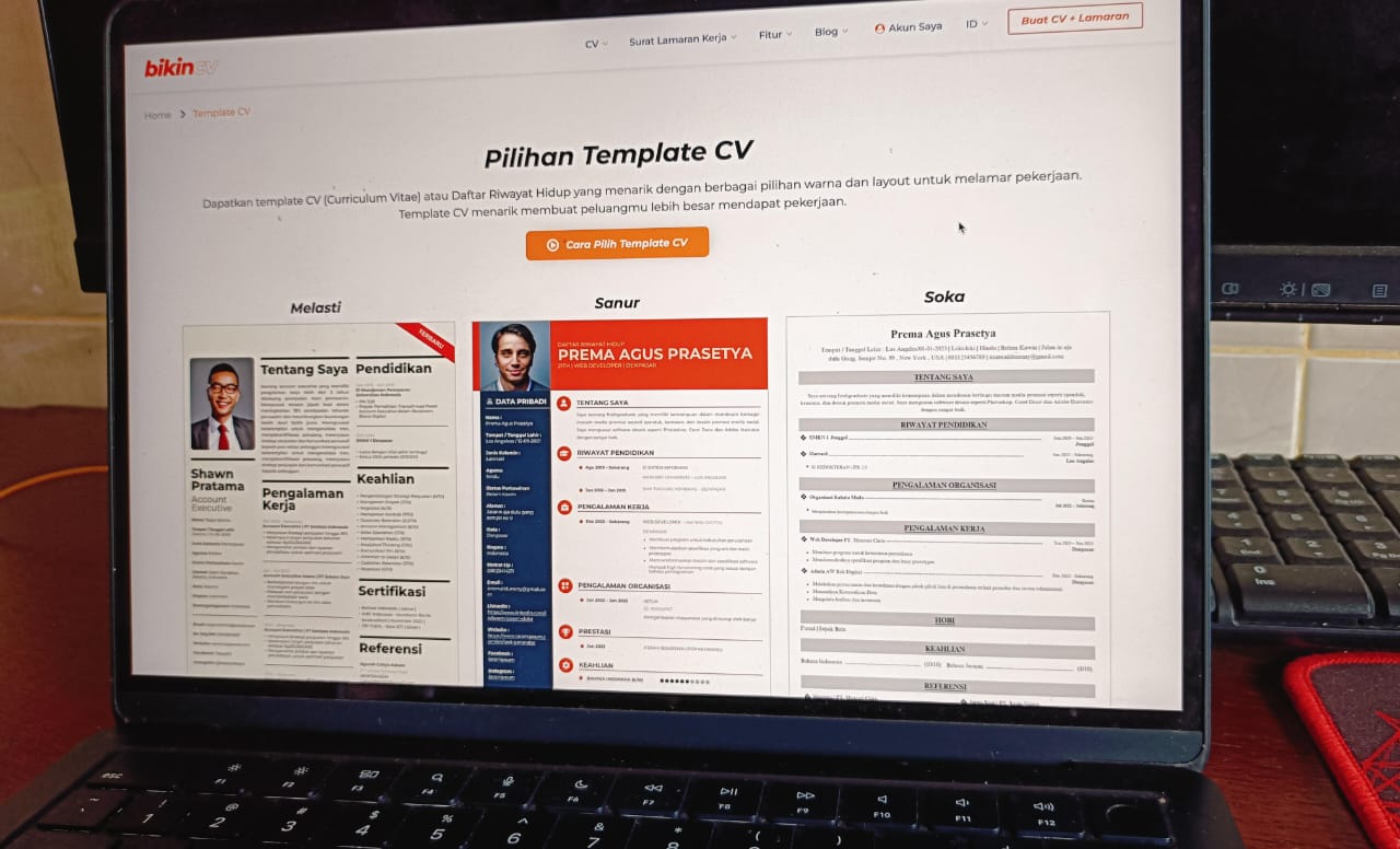 Pilihan Template CV PDF di BikinCV