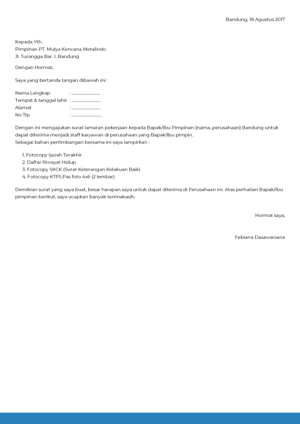 Template Surat Lamaran PDF Standard